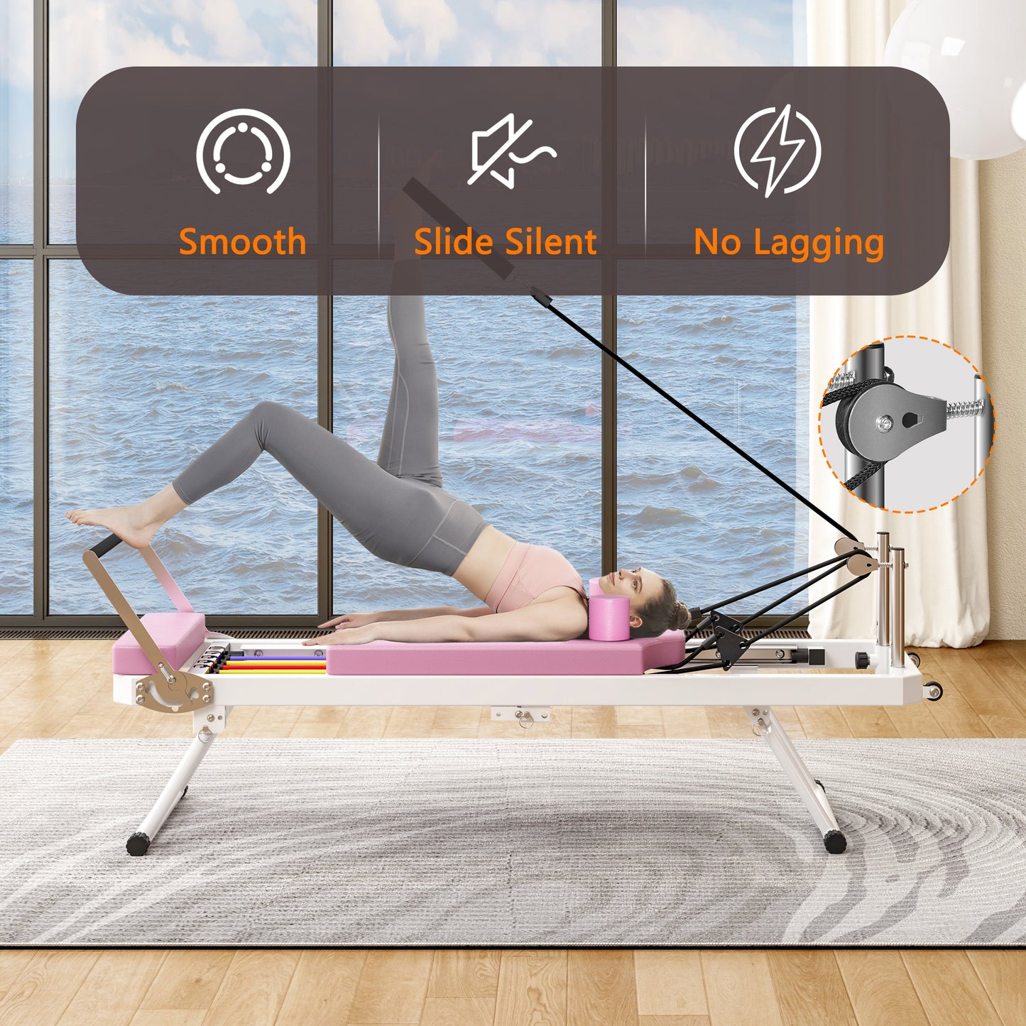 Foldable Pilates Core Bed by HouseOfZazla, pink color exercise equipment on Tampa Home & Garden Store