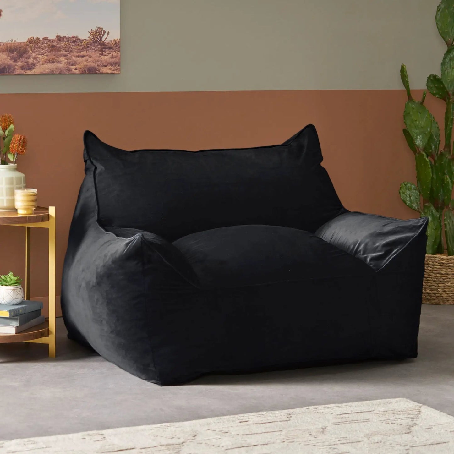 Allea Velveteen Bean Bag Chair Midnight Blue