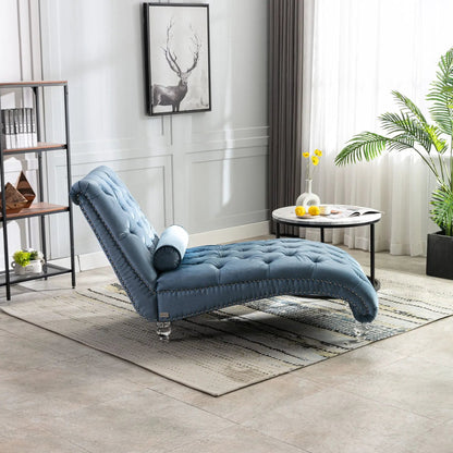 Indoor Chaise Lounge With Button Tufted Pillow
