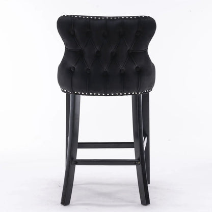 Contemporary Wing-Back Barstools with Tufting