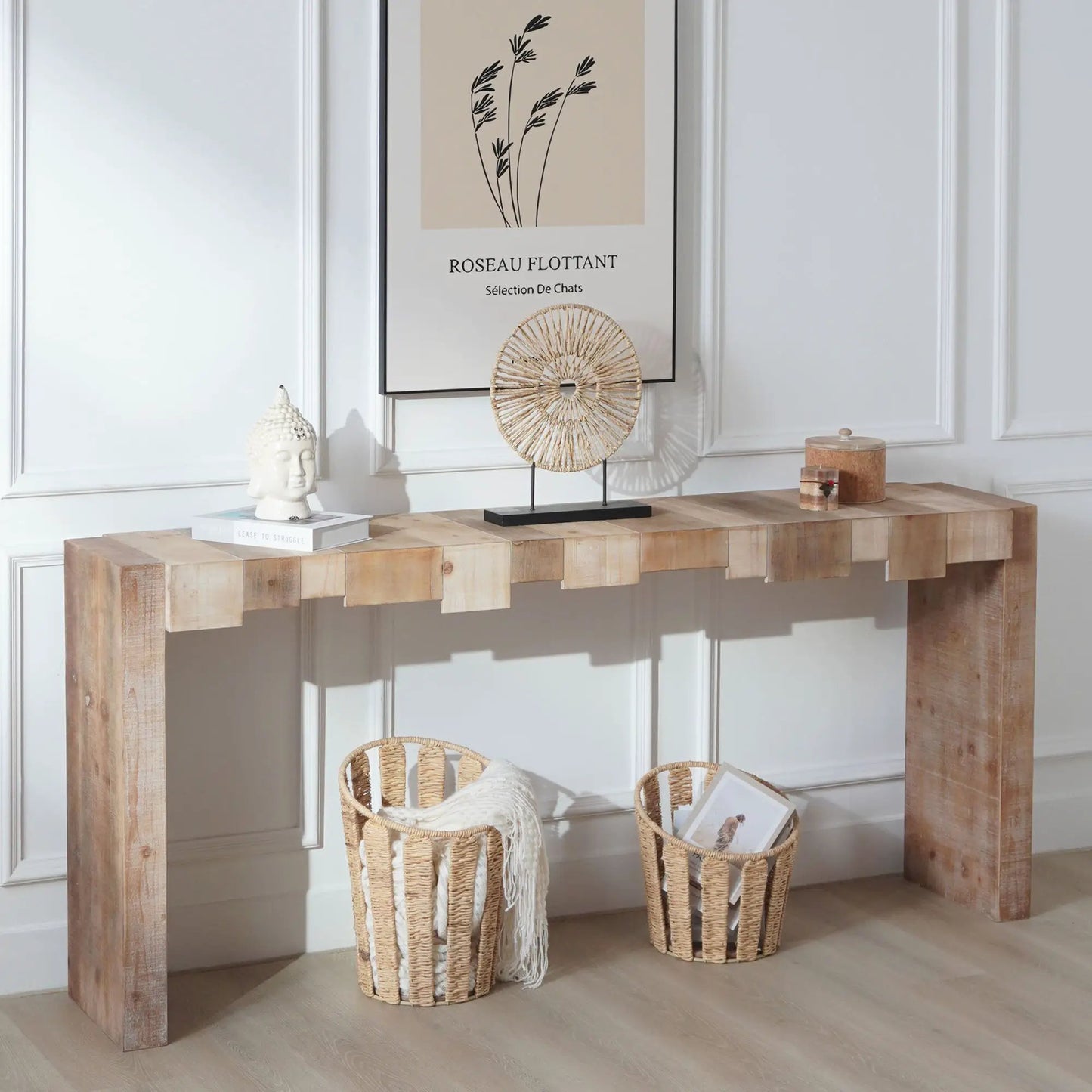 Modern Rustic Table with Sculpted Block Design