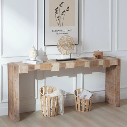 Modern Rustic Table with Sculpted Block Design