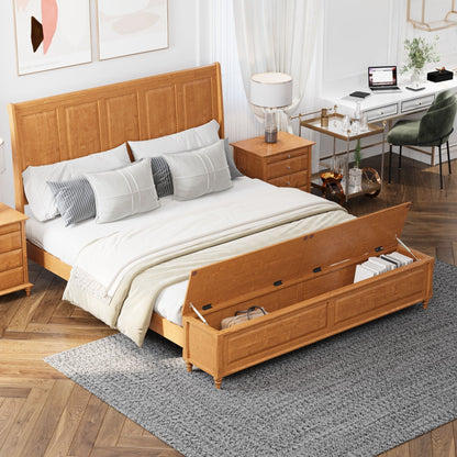 Modern Sleigh Bed with Tall Headboard and Bench