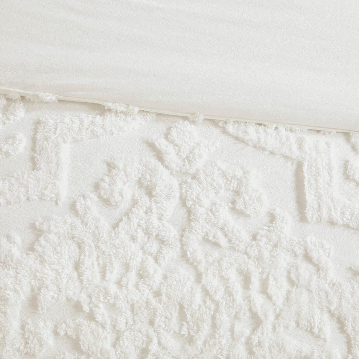 Off White Tufted Cotton King Comforter Set