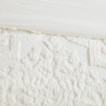 Off White Tufted Cotton King Comforter Set