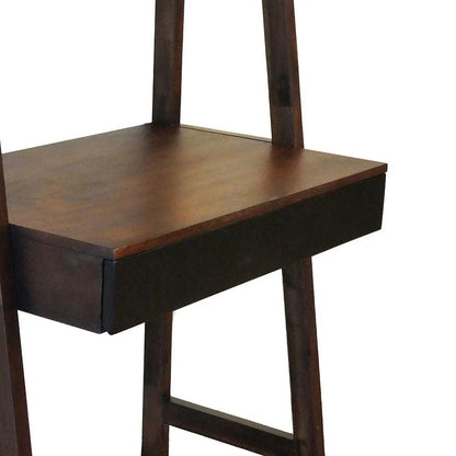 Ladder Desk and Shelf In Natural Wood Finish