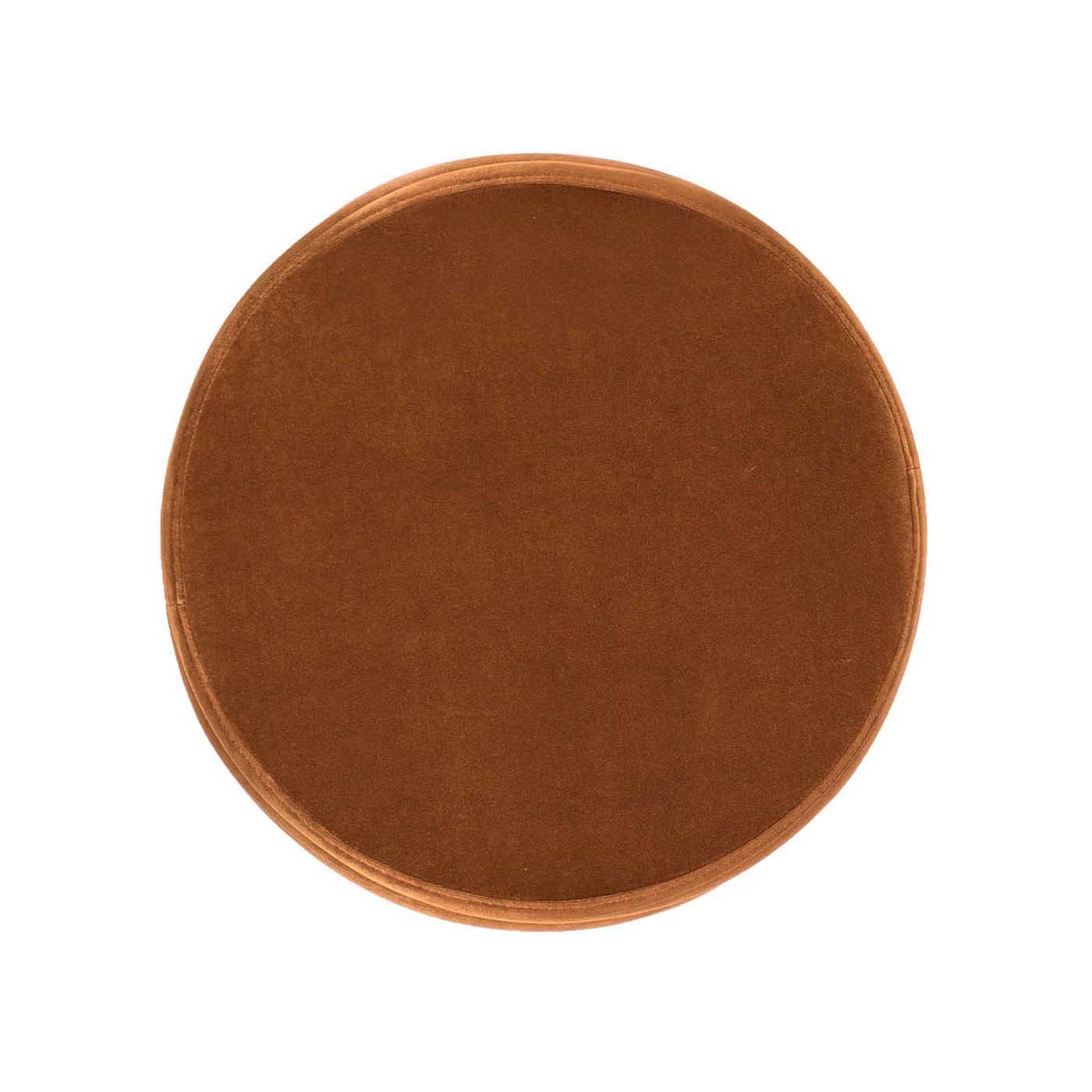 Fuji oversized round storage ottoman in warm brown velvet with stitched edge on Tampa Home & Garden Store