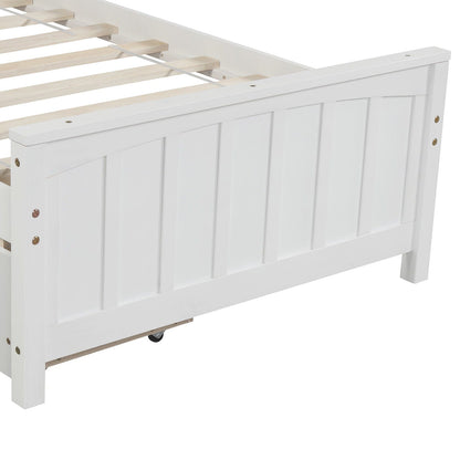 Solid Wood Platform Bed and Two Storage Drawers