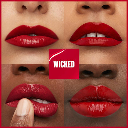 Lipstick Wicked red vinyl ink on lips collage with high-shine, long-lasting finish on Tampa Home & Garden Store