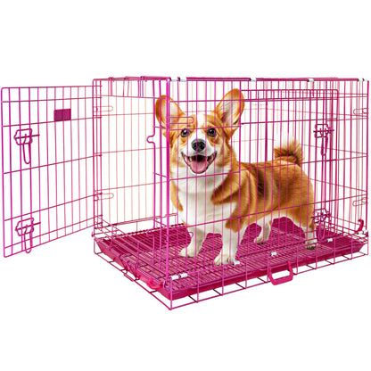 24-42" Collapsible Pink Dog Crate RED24-42 - Tampa Home & Garden Store