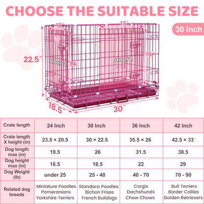 24-42" Collapsible Pink Dog Crate RED24-42 - Tampa Home & Garden Store