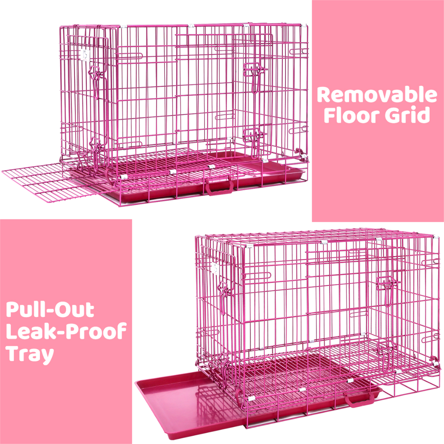 24-42" Collapsible Pink Dog Crate RED24-42 - Tampa Home & Garden Store