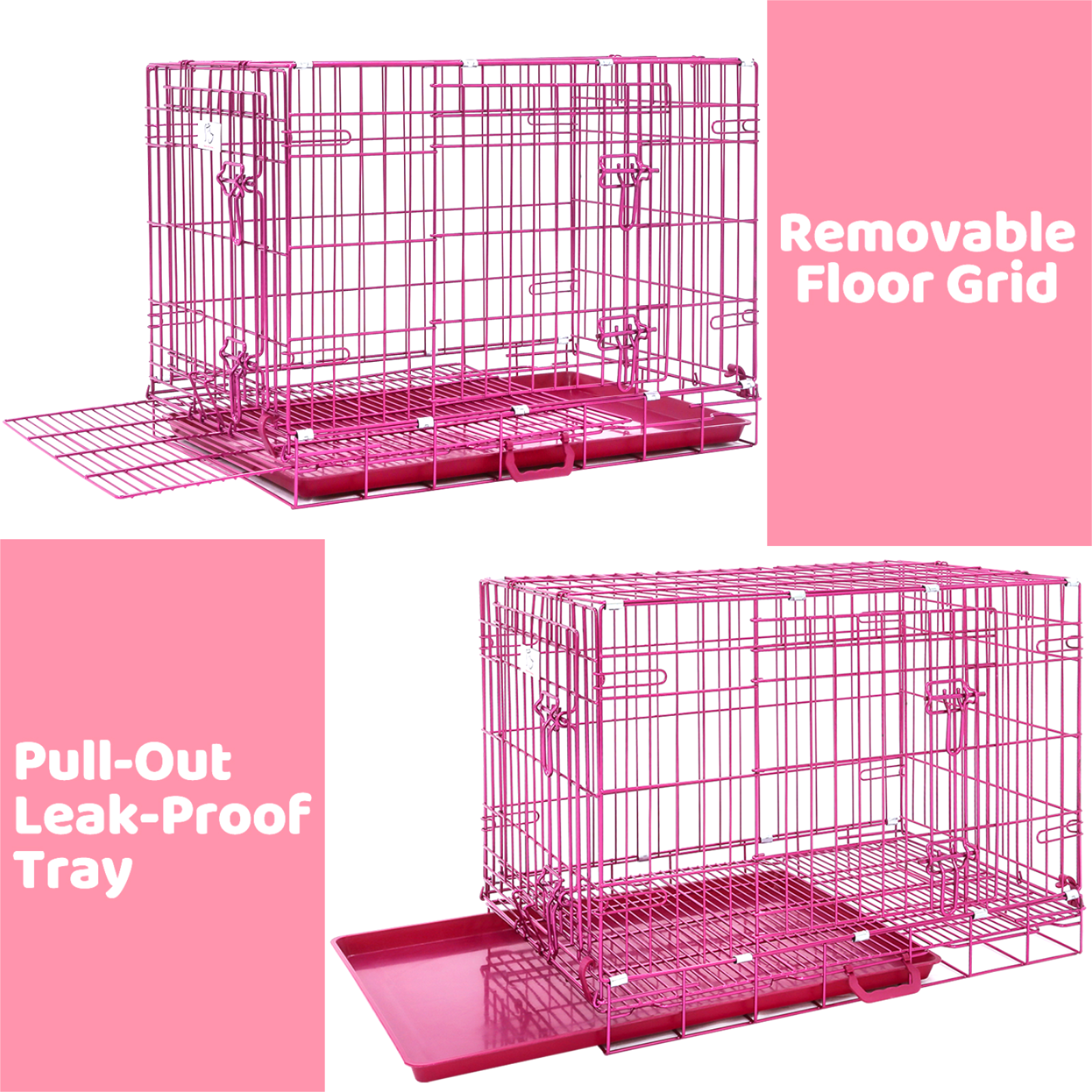 24-42" Collapsible Pink Dog Crate RED24-42 - Tampa Home & Garden Store