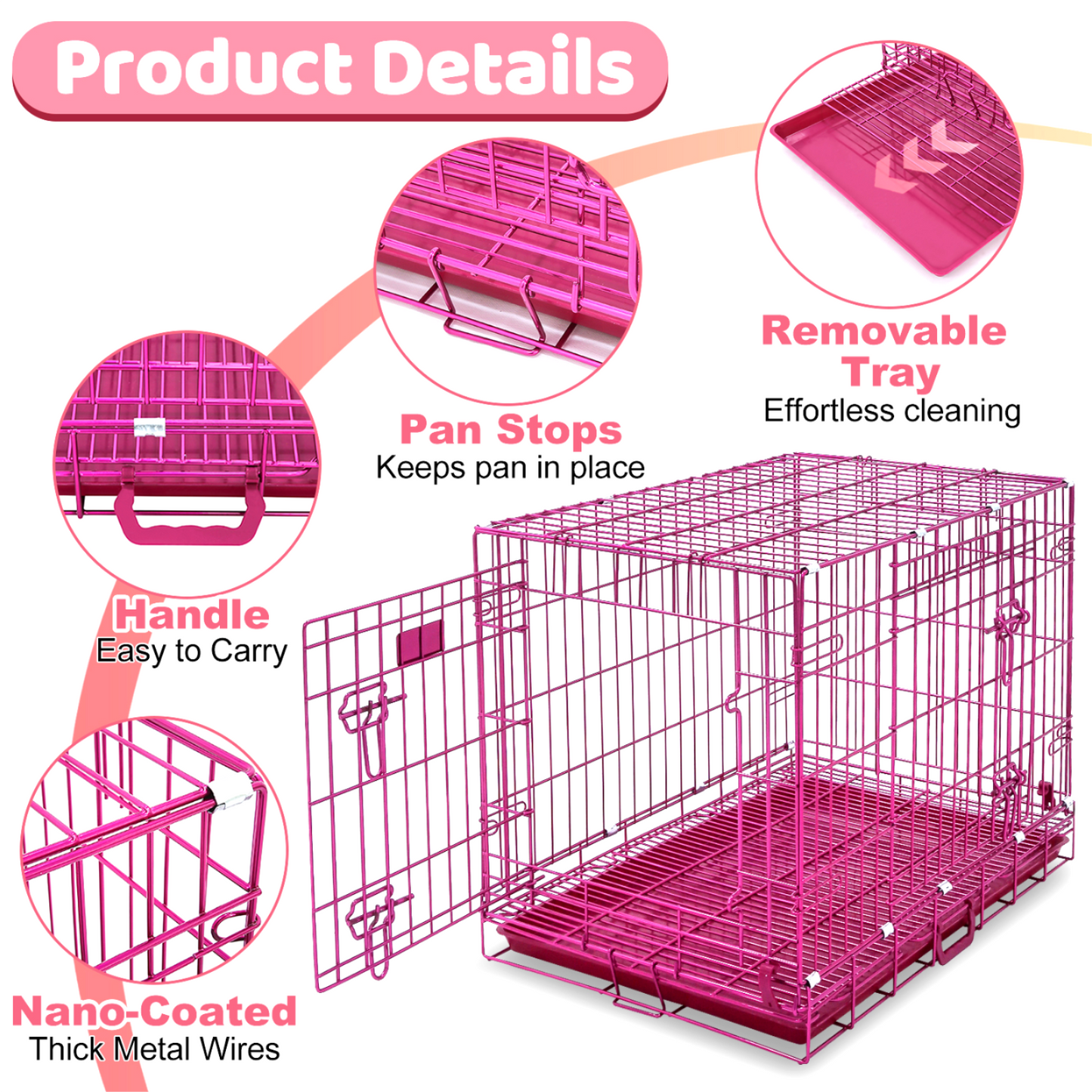 24-42" Collapsible Pink Dog Crate RED24-42 - Tampa Home & Garden Store