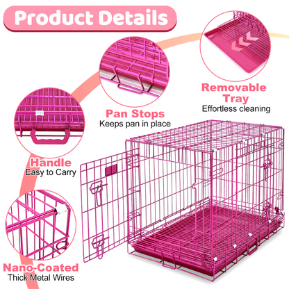 24-42" Collapsible Pink Dog Crate RED24-42 - Tampa Home & Garden Store