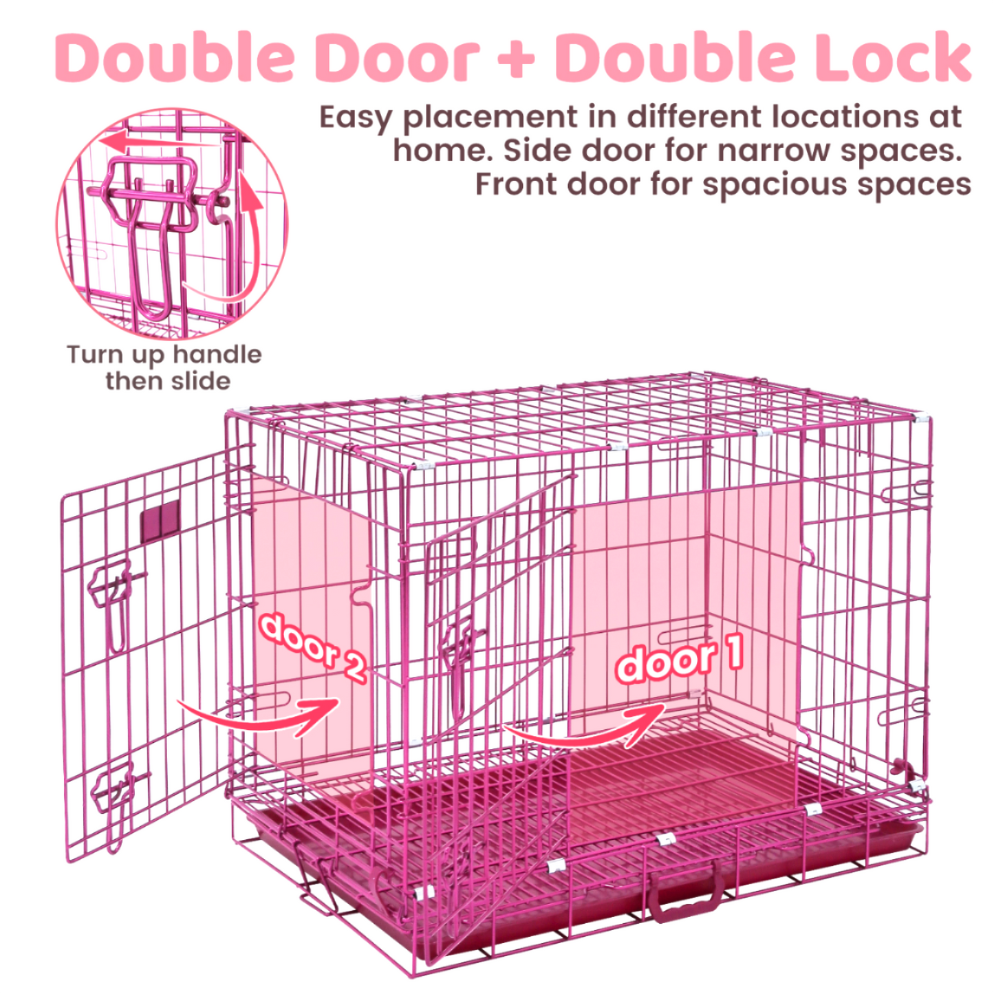 24-42" Collapsible Pink Dog Crate RED24-42 - Tampa Home & Garden Store