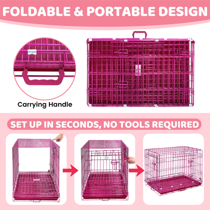 24-42" Collapsible Pink Dog Crate RED24-42 - Tampa Home & Garden Store