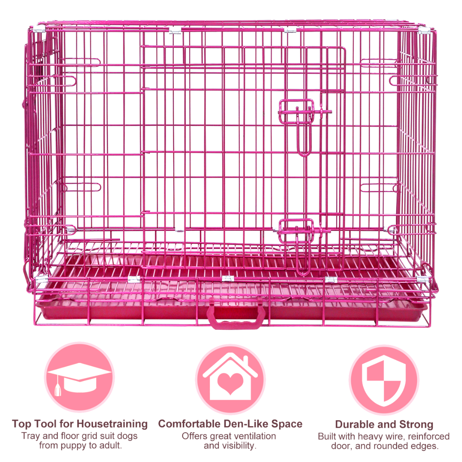 24-42" Collapsible Pink Dog Crate RED24-42 - Tampa Home & Garden Store