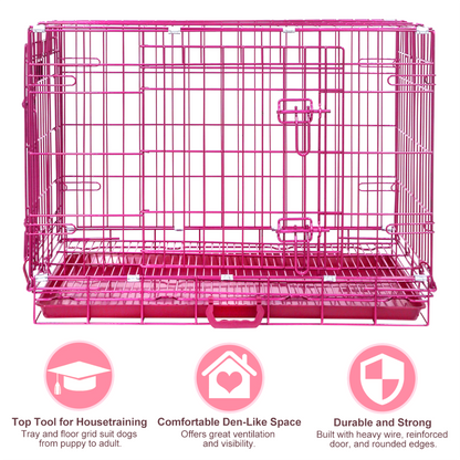 24-42" Collapsible Pink Dog Crate RED24-42 - Tampa Home & Garden Store