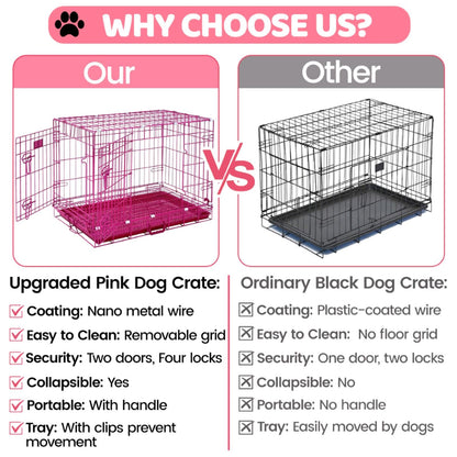 24-42" Collapsible Pink Dog Crate RED24-42 - Tampa Home & Garden Store