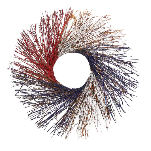 24” Americana Twig Wreath Red White and Blue - Tampa Home & Garden Store