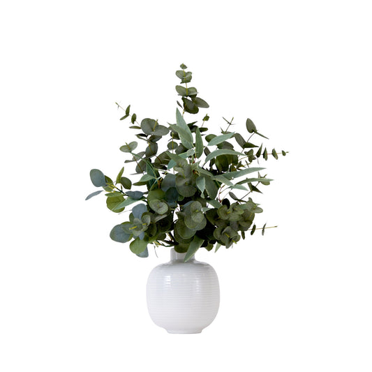24” Artificial Eucalyptus Leaves Arrangement with Ceramic Planter - Tampa Home & Garden Store