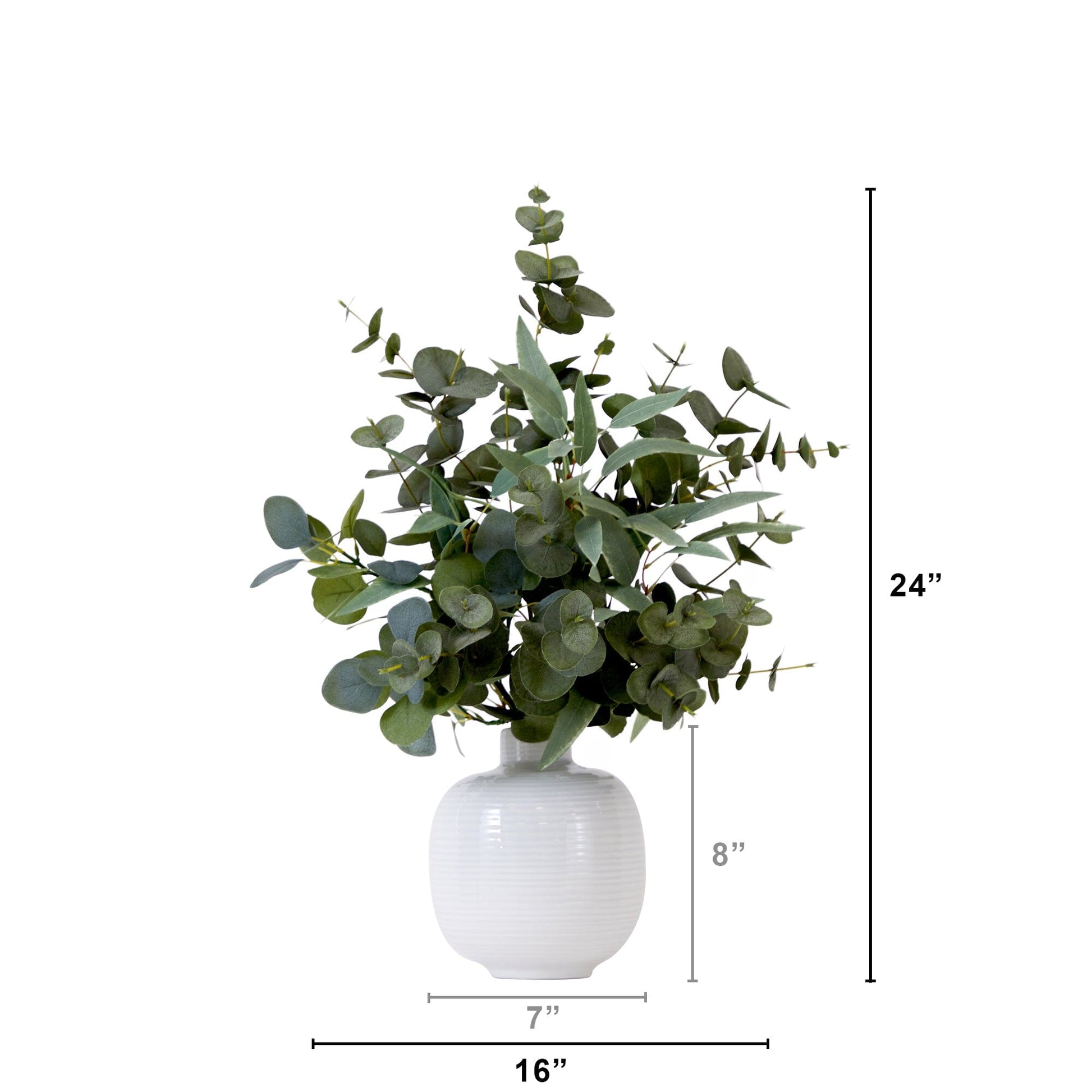 24” Artificial Eucalyptus Leaves Arrangement with Ceramic Planter - Tampa Home & Garden Store