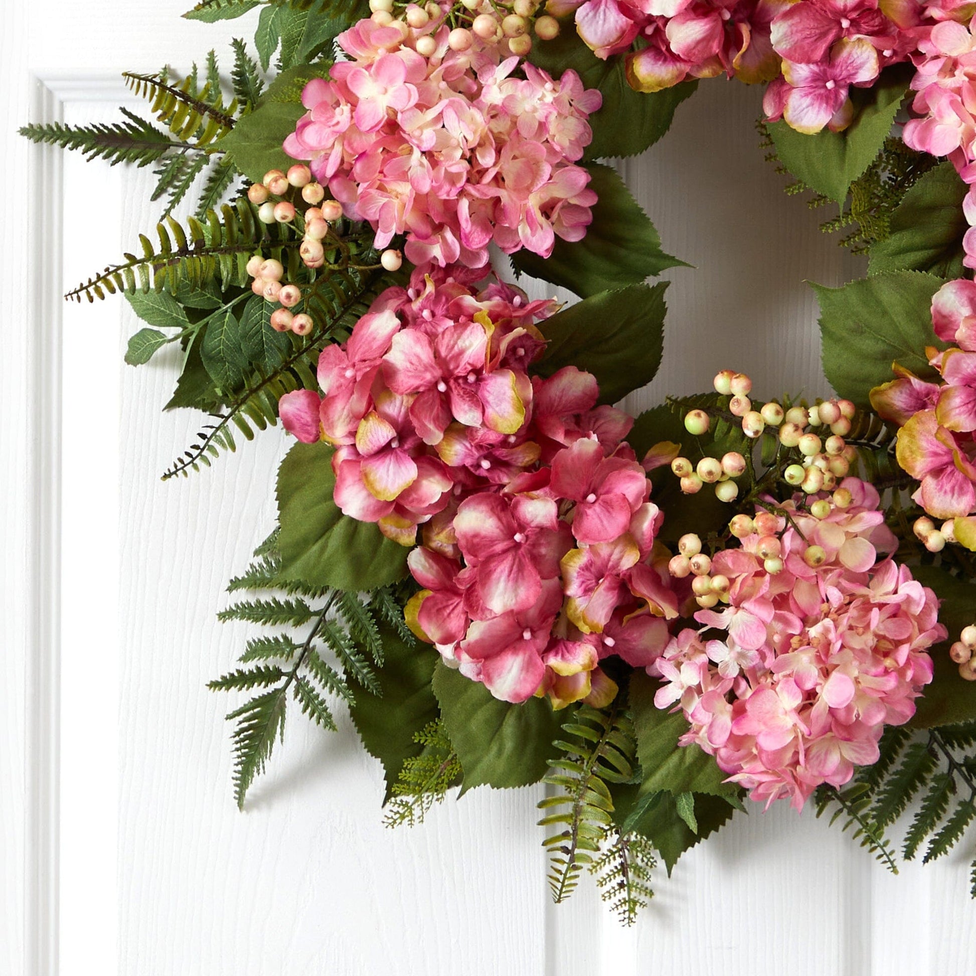 24” Artificial Hydrangea Berry Wreath - Tampa Home & Garden Store