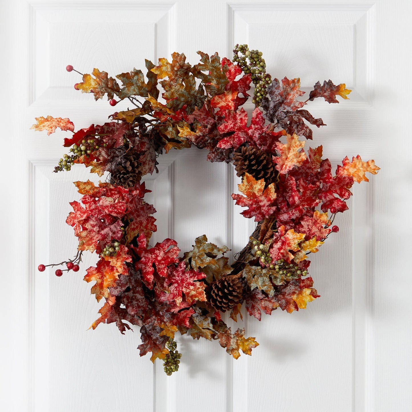 24” Autumn Maple, Berries and Pinecone Fall Artificial Wreath - Tampa Home & Garden Store