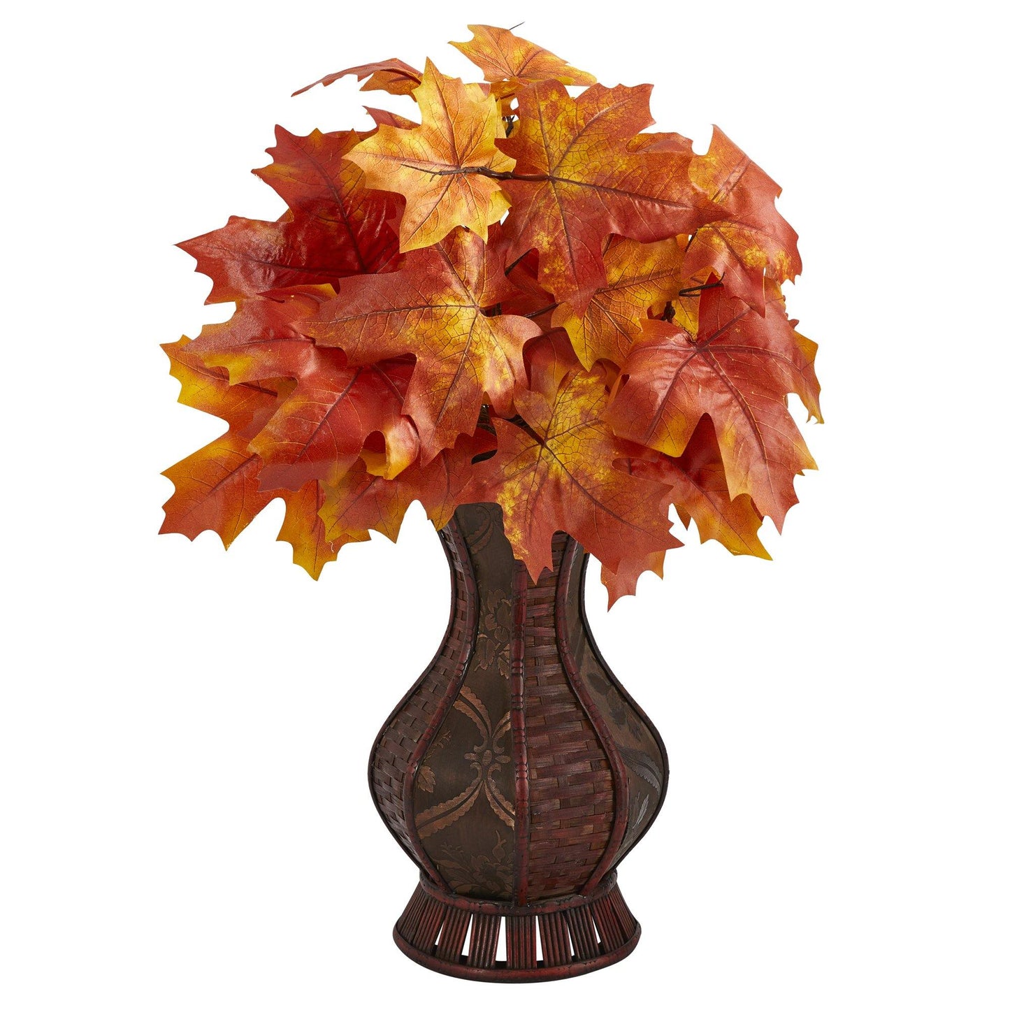 24” Autumn Maple Leaf Artificial Plant in Decorative Planter - Tampa Home & Garden Store