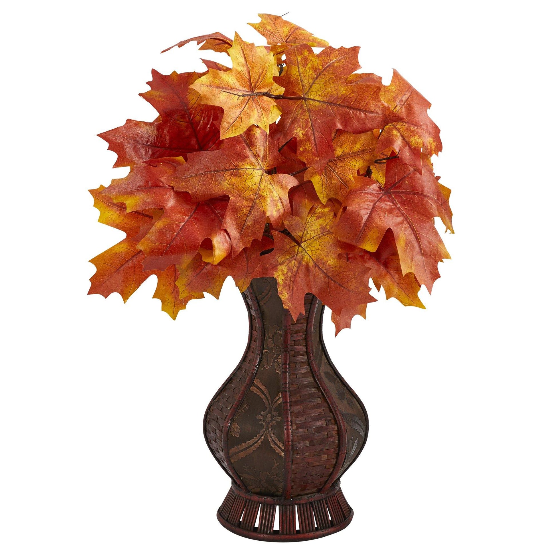 24” Autumn Maple Leaf Artificial Plant in Decorative Planter - Tampa Home & Garden Store