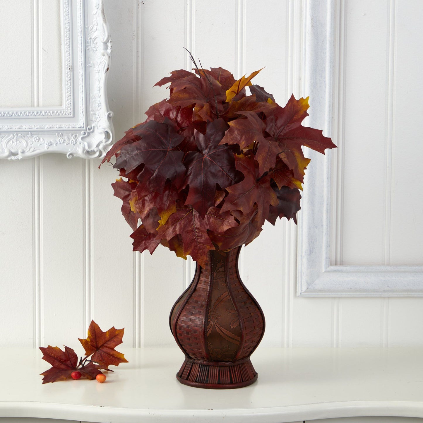 24” Autumn Maple Leaf Artificial Plant in Decorative Planter - Tampa Home & Garden Store