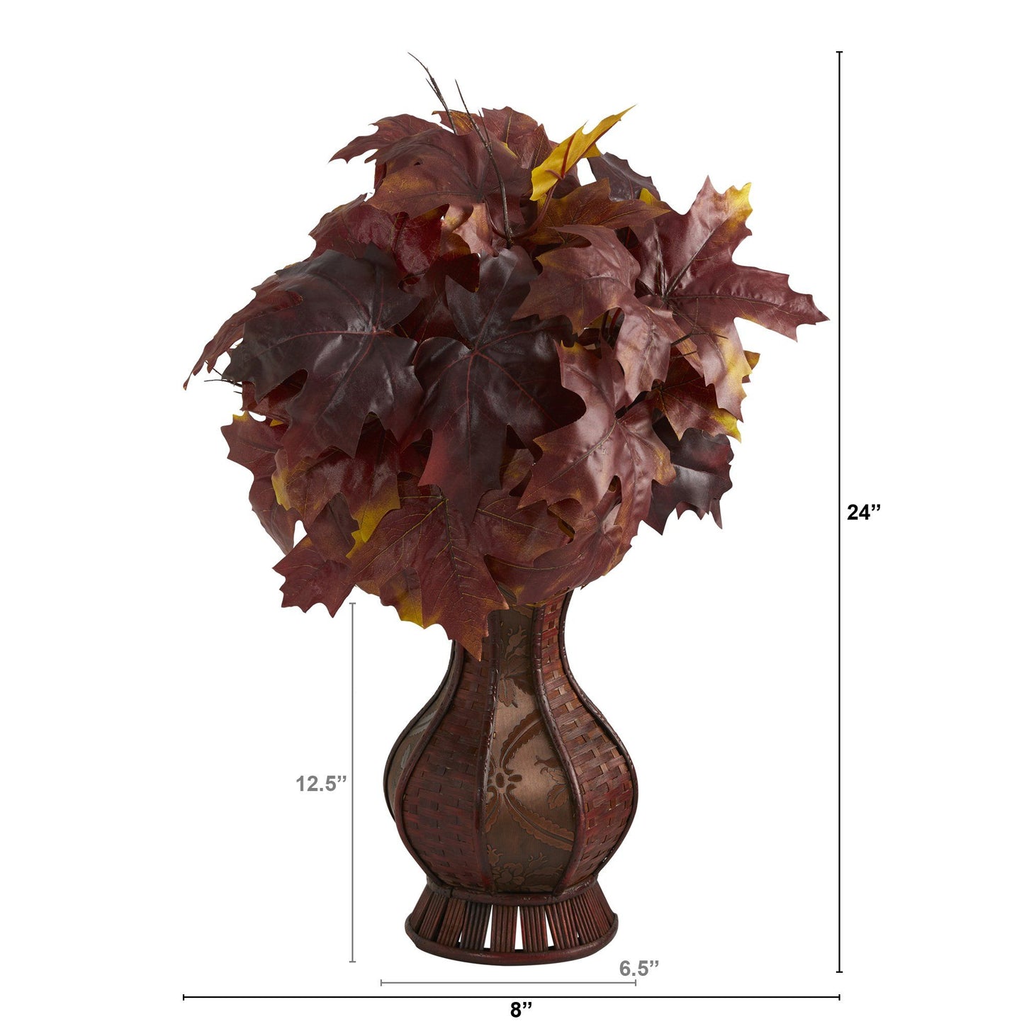 24” Autumn Maple Leaf Artificial Plant in Decorative Planter - Tampa Home & Garden Store