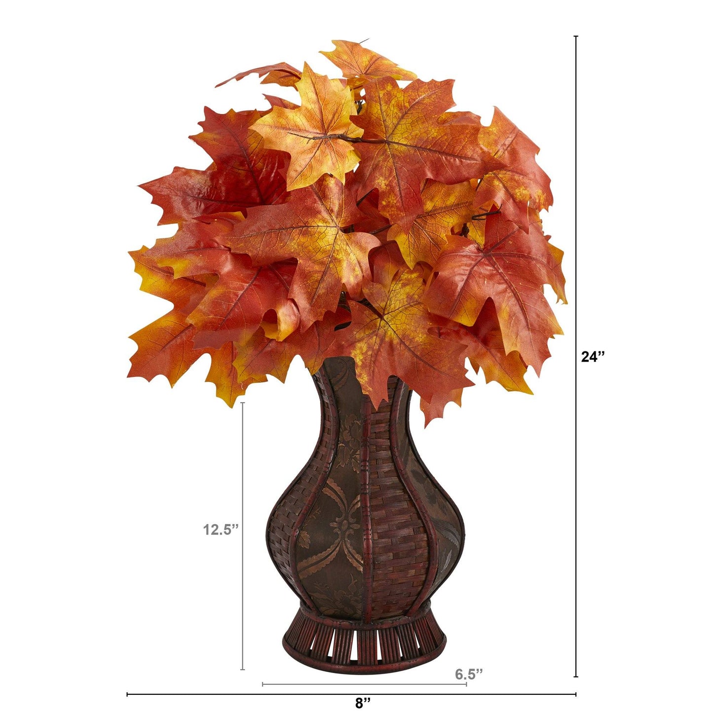 24” Autumn Maple Leaf Artificial Plant in Decorative Planter - Tampa Home & Garden Store