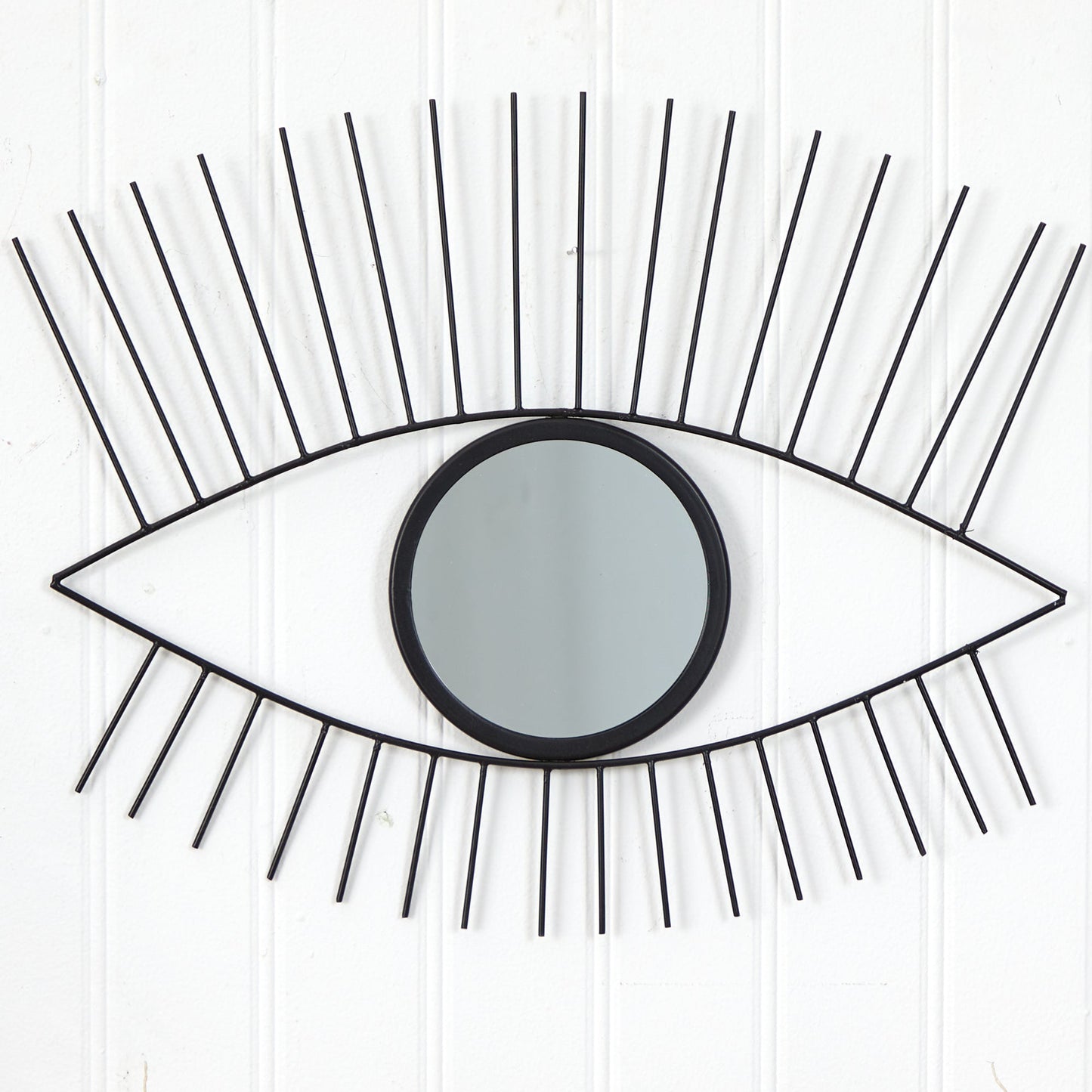 24” Black Metal Eye Wall Mirror - Tampa Home & Garden Store