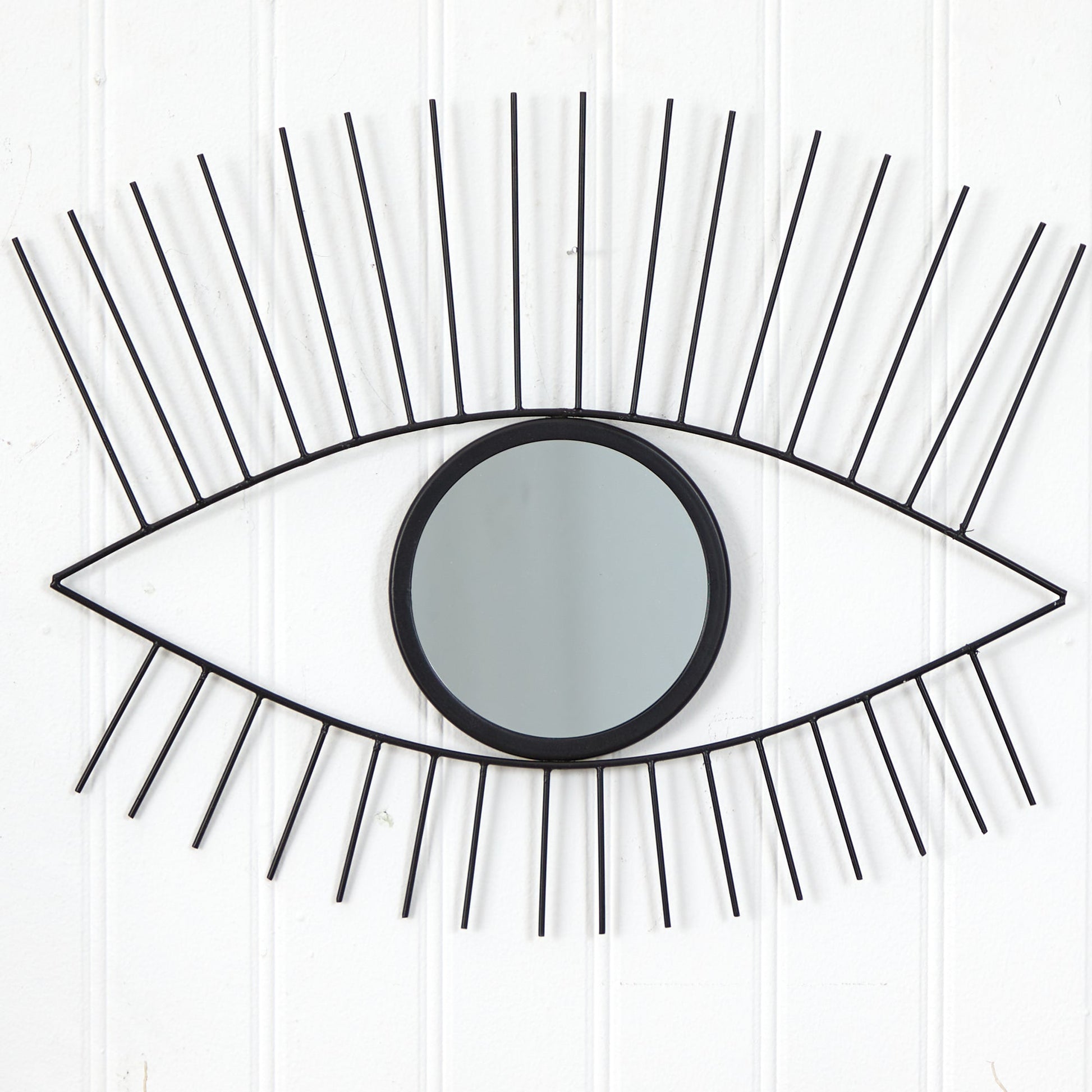 24” Black Metal Eye Wall Mirror - Tampa Home & Garden Store