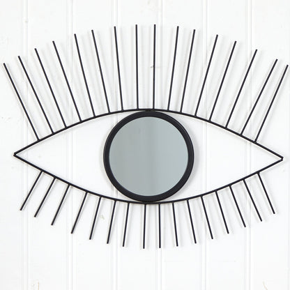 24” Black Metal Eye Wall Mirror - Tampa Home & Garden Store