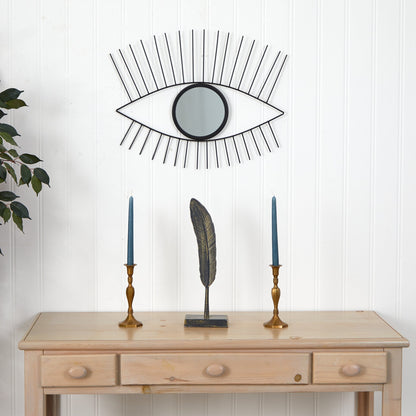 24” Black Metal Eye Wall Mirror - Tampa Home & Garden Store