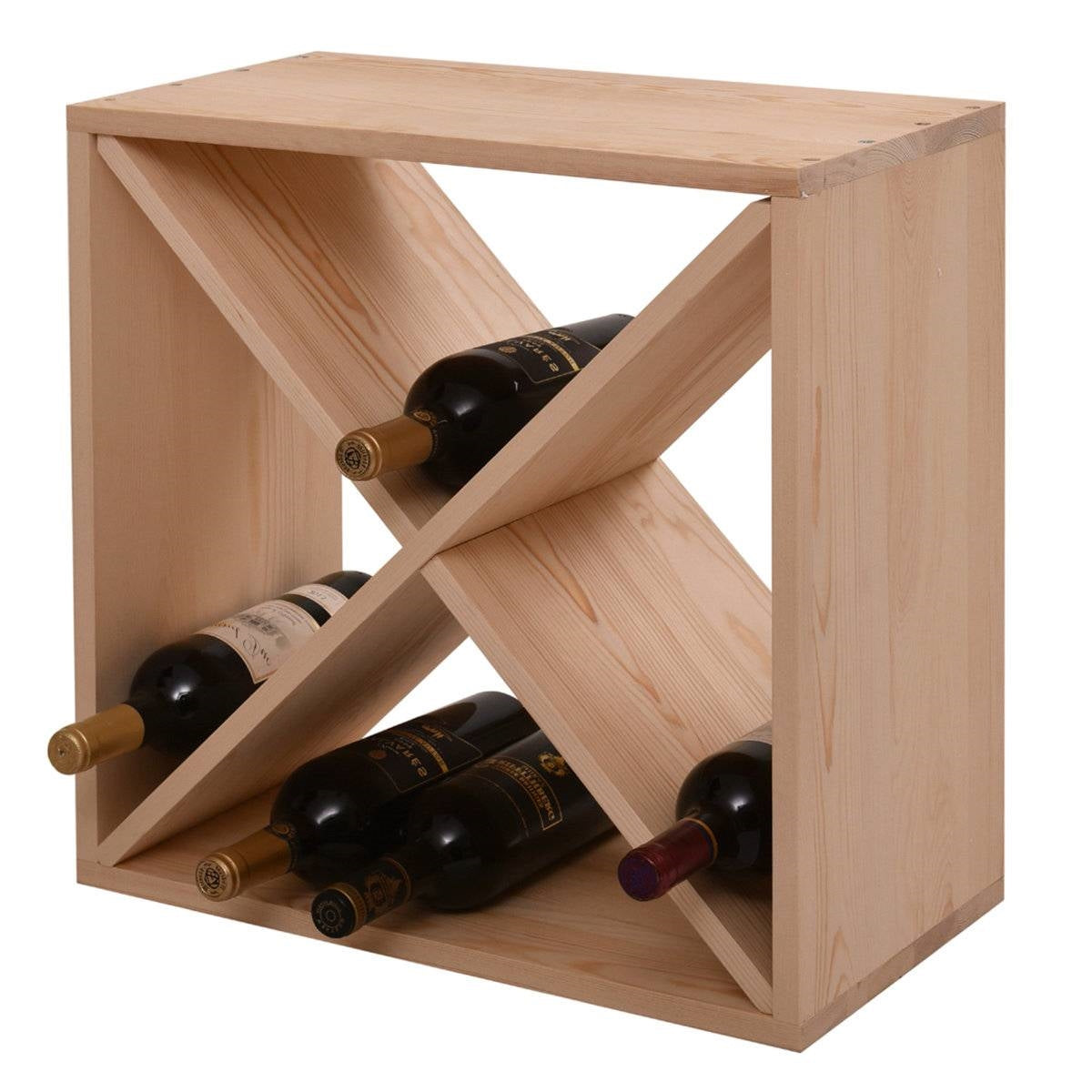 24 Bottle Solid Wood Stackable Modular Wine Rack - Tampa Home & Garden Store