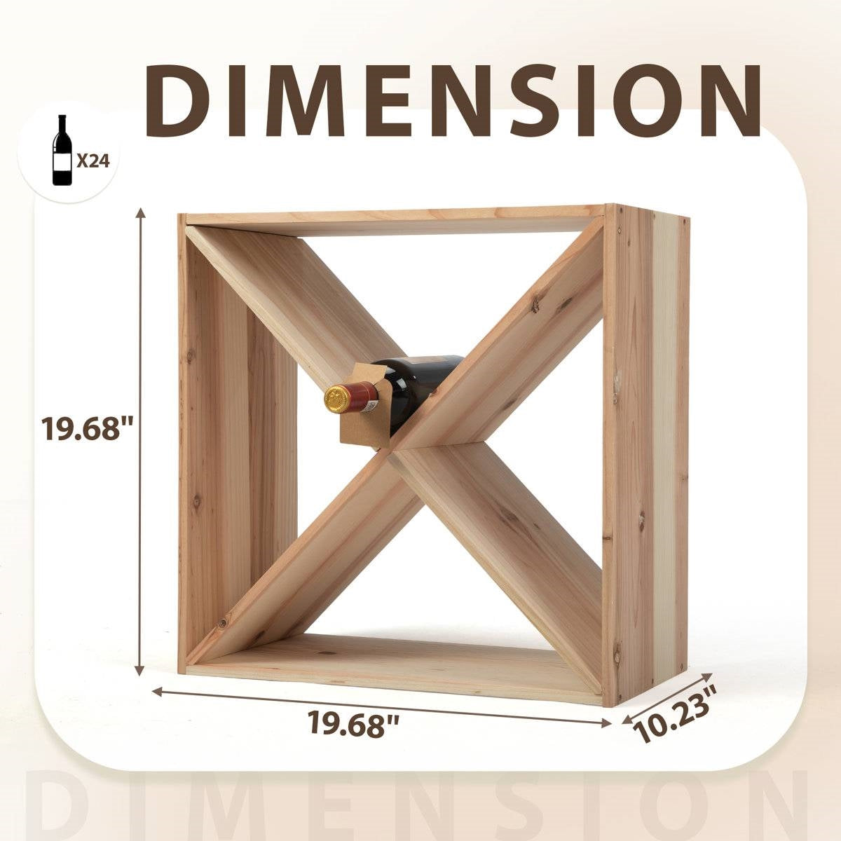 24 Bottle Solid Wood Stackable Modular Wine Rack - Tampa Home & Garden Store