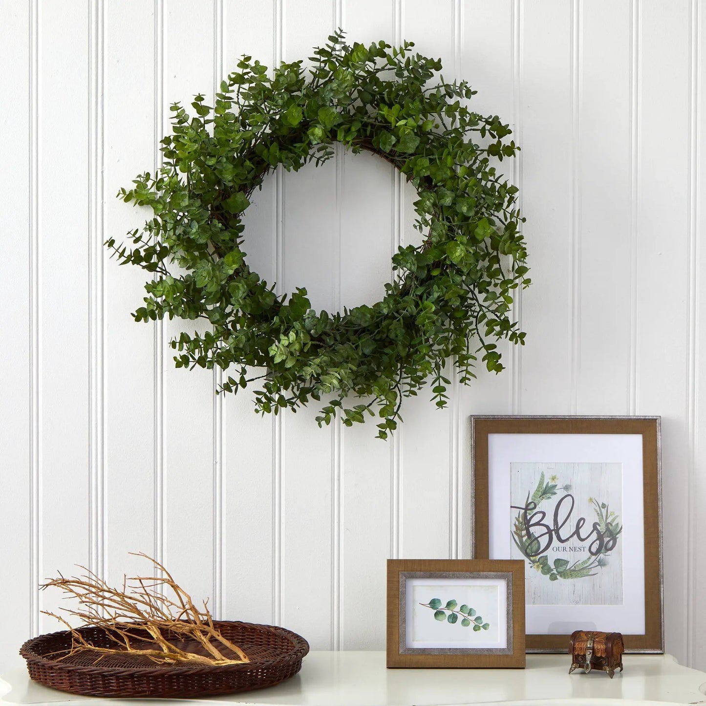 24” Eucalyptus Artificial Wreath - Tampa Home & Garden Store
