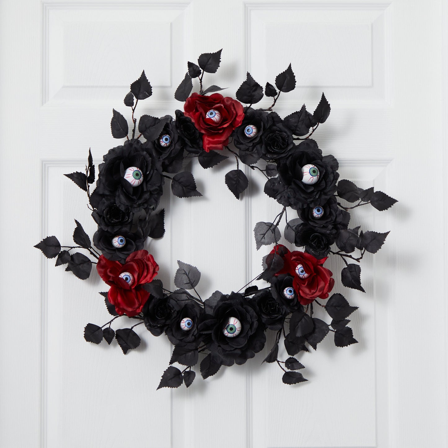 24” Eyeball Rose Halloween Artificial Wreath - Tampa Home & Garden Store