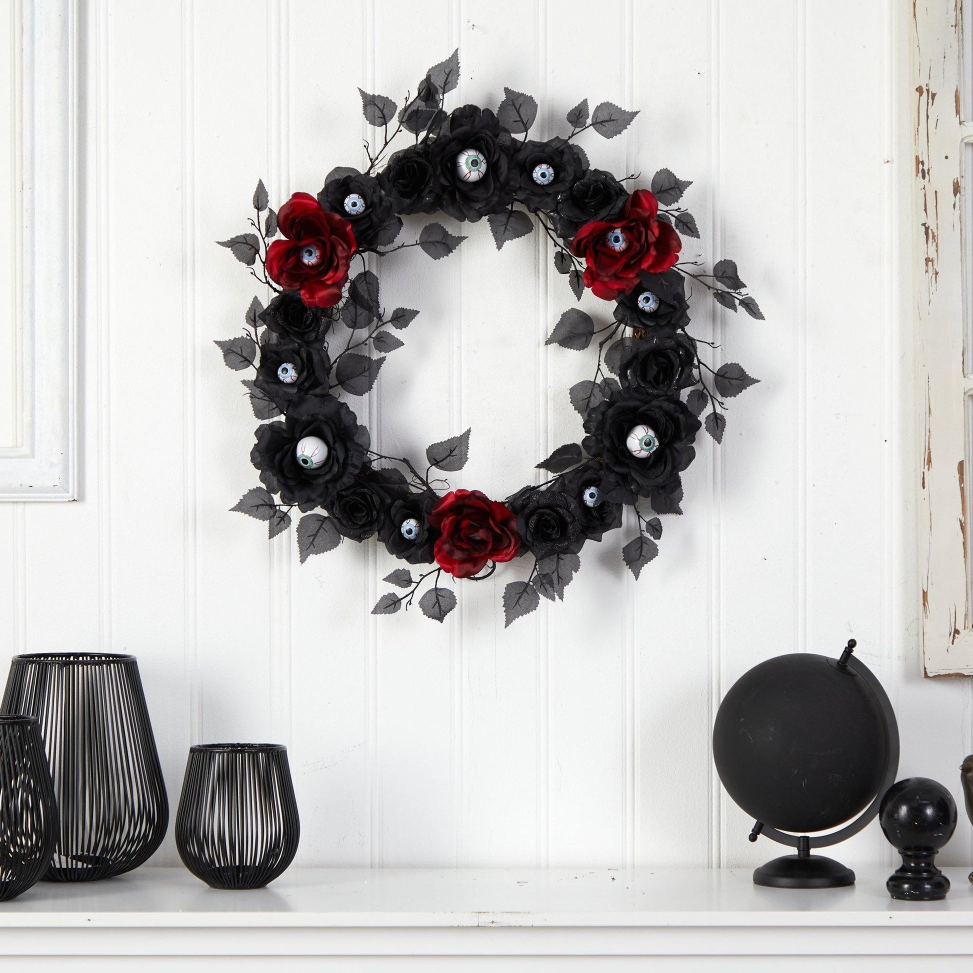 24” Eyeball Rose Halloween Artificial Wreath - Tampa Home & Garden Store