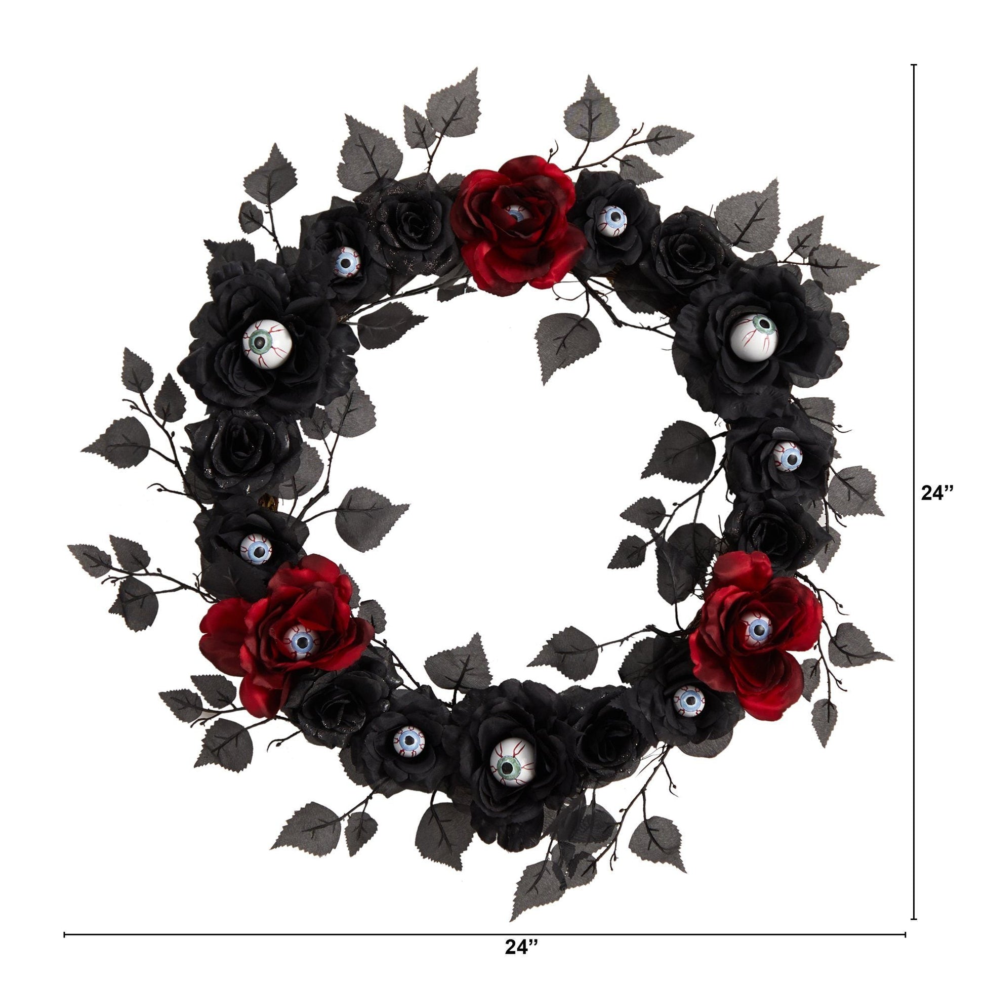 24” Eyeball Rose Halloween Artificial Wreath - Tampa Home & Garden Store