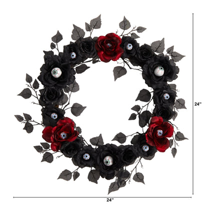 24” Eyeball Rose Halloween Artificial Wreath - Tampa Home & Garden Store