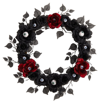 24” Eyeball Rose Halloween Artificial Wreath - Tampa Home & Garden Store
