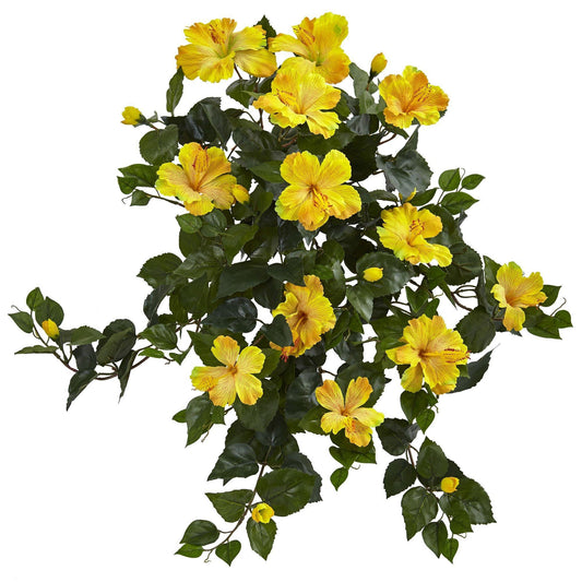24” Hibiscus Hanging Artificial Plant (Set of 2) - Tampa Home & Garden Store
