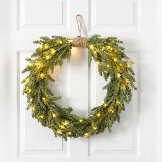 24" Holiday Christmas Pre-Lit Cascading Pine Wreath - Tampa Home & Garden Store