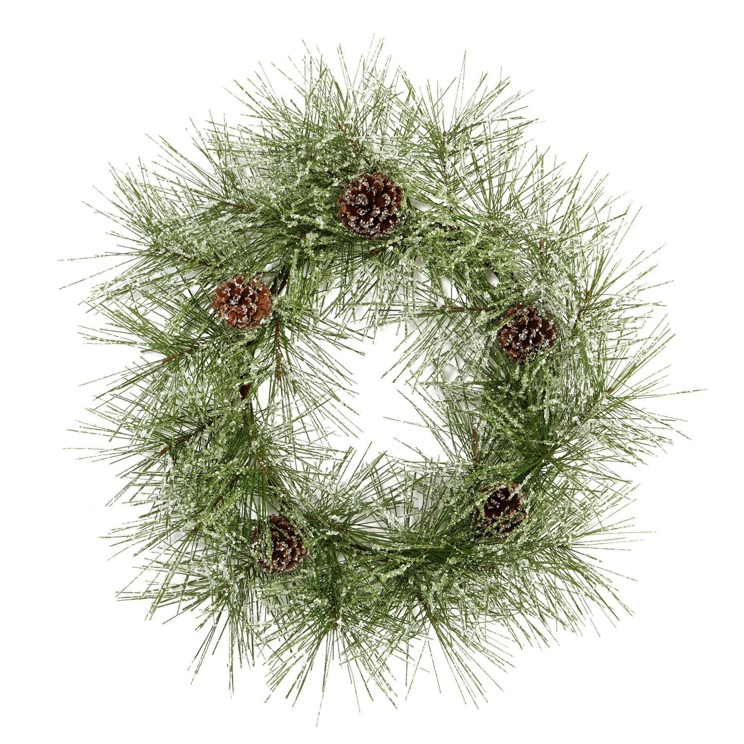 24” Iced Pine Artificial Wreath with Pine Cones - Tampa Home & Garden Store