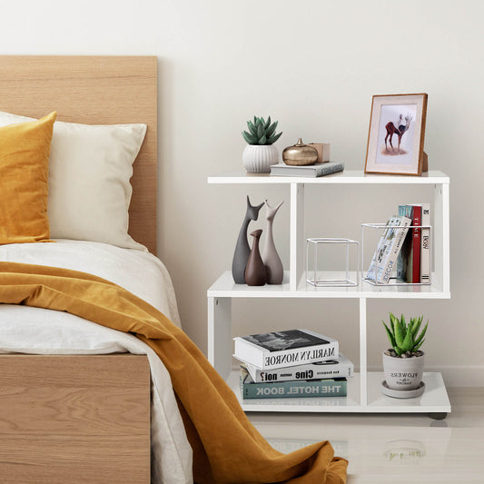 24 Inch 3-Tier Geometric Bookshelf with Thick Foot Pads - Tampa Home & Garden Store